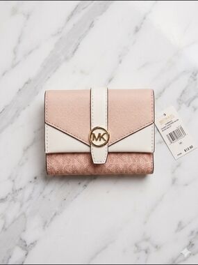 Michael Kors Greenwich Medium Envelope Trifold Wallet Powder Blush Multi (NWT)